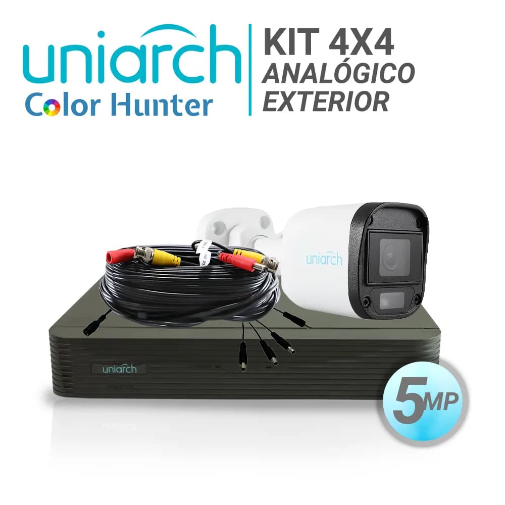 Uniarch by UNV KIT 4X4 ANALOGICO UNIARCH EXTERIOR BULLET COLOR HUNTER 5MP