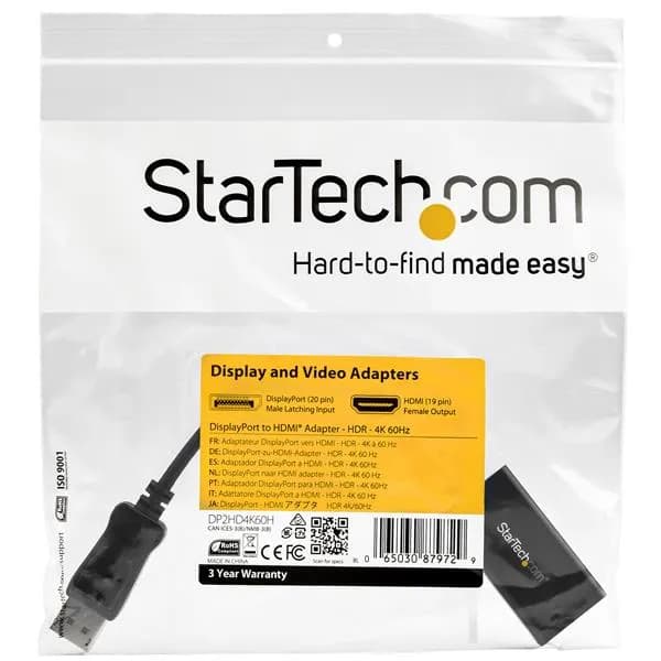 StarTech.com Adaptador DisplayPort a HDMI con HDR - 4K 60Hz - Negro 6