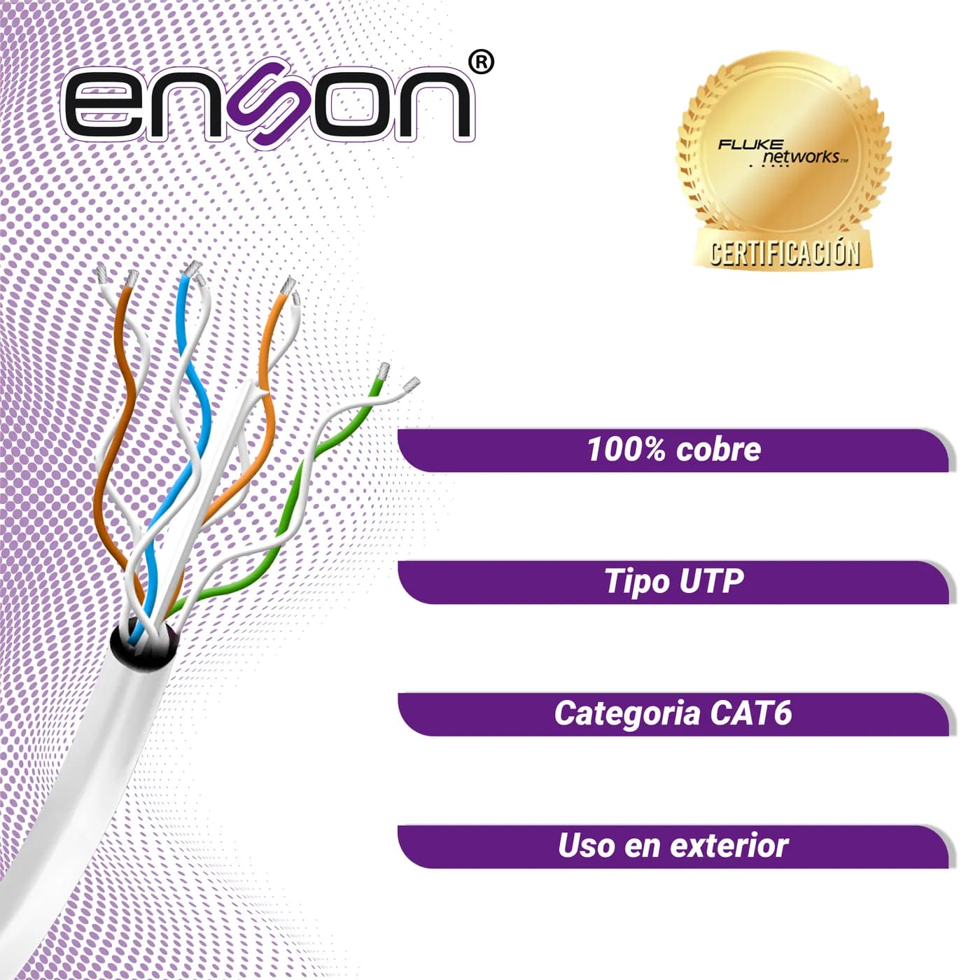 CABLE UTP CAT6 ENSON 13161G305 SERIE PRO-II CALIBE 23 AWG 100% COBRE D 5