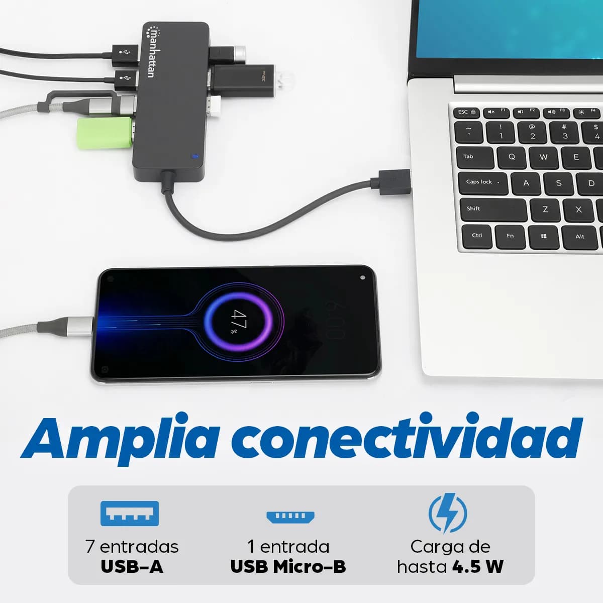 Manhattan Hub USB con 7 puertos USB-A 3.2 10