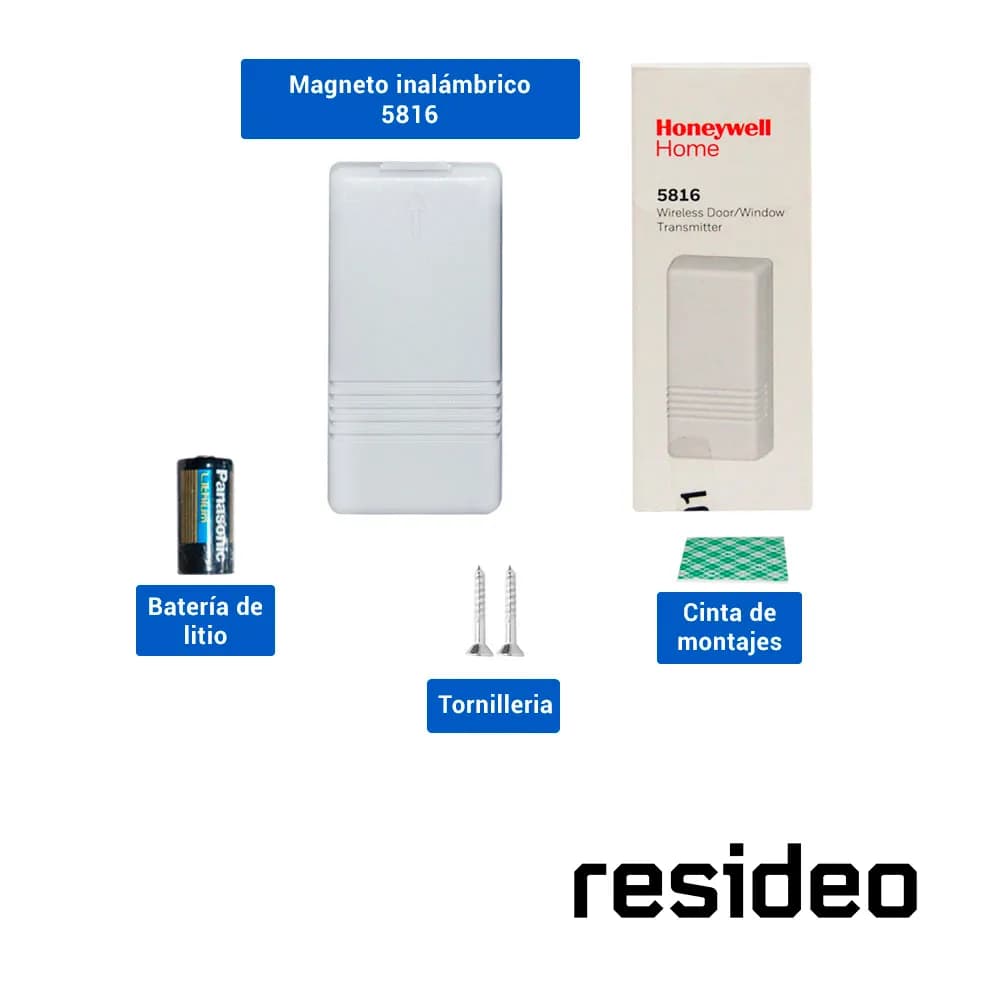 TRANSMISOR INALAMBRICO RESIDEO 5816 MATERIAL PLASTICO/ COLOR BLANCO/ A 3