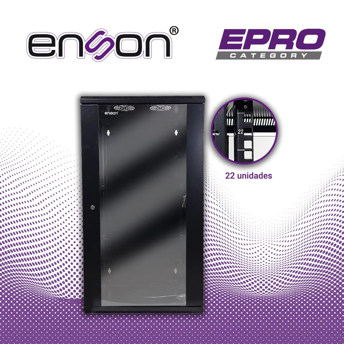GABINETE DE PISO/PARED ENSON ENS-RKGU22PRO 22U PUERTA FRONTAL DE CRIST 6