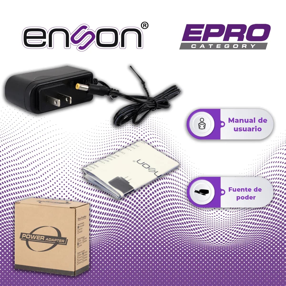 FUENTE DE PODER PARA CAMARA ENSON PS-1210 12VDC 1AMP CERTIFICACION UL 6