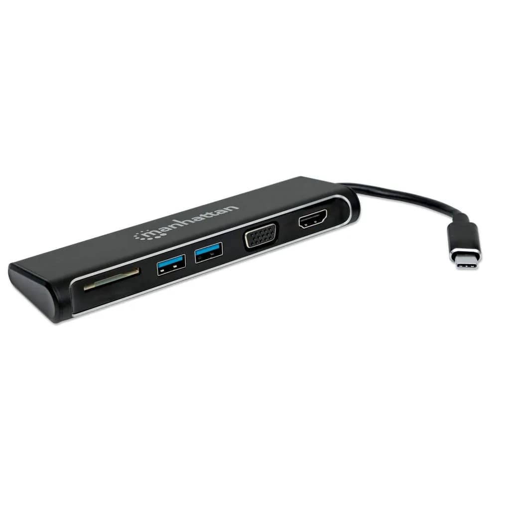 Manhattan Convertidor Docking USB-C Superspeed 4-en-1 a HDMI/VGA 2