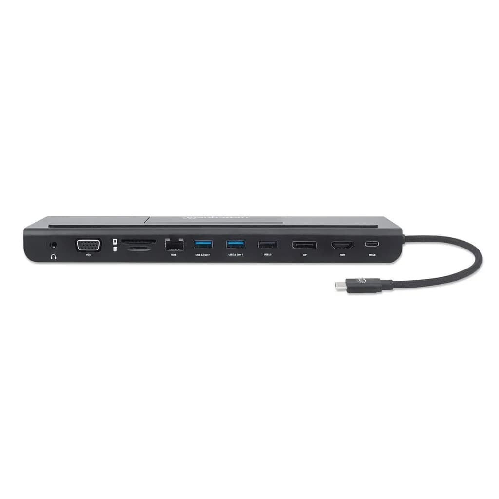 Manhattan Docking station de USB-C a 11 puertos, para tres monitores,  3