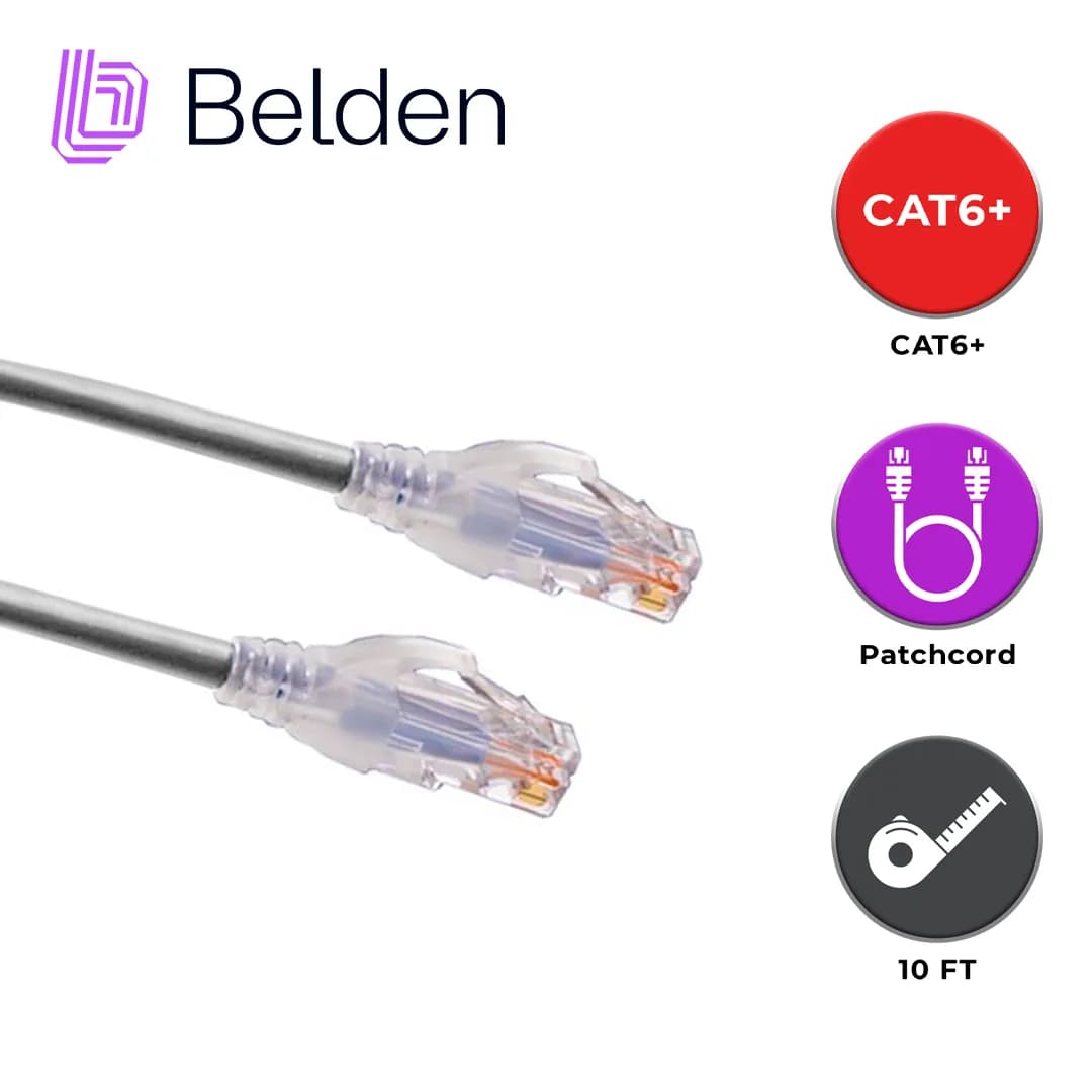 PATCH CORD UTP CAT6+ BELDEN C601108010 / INTERIOR / GRIS / 4 PARES / 2 2