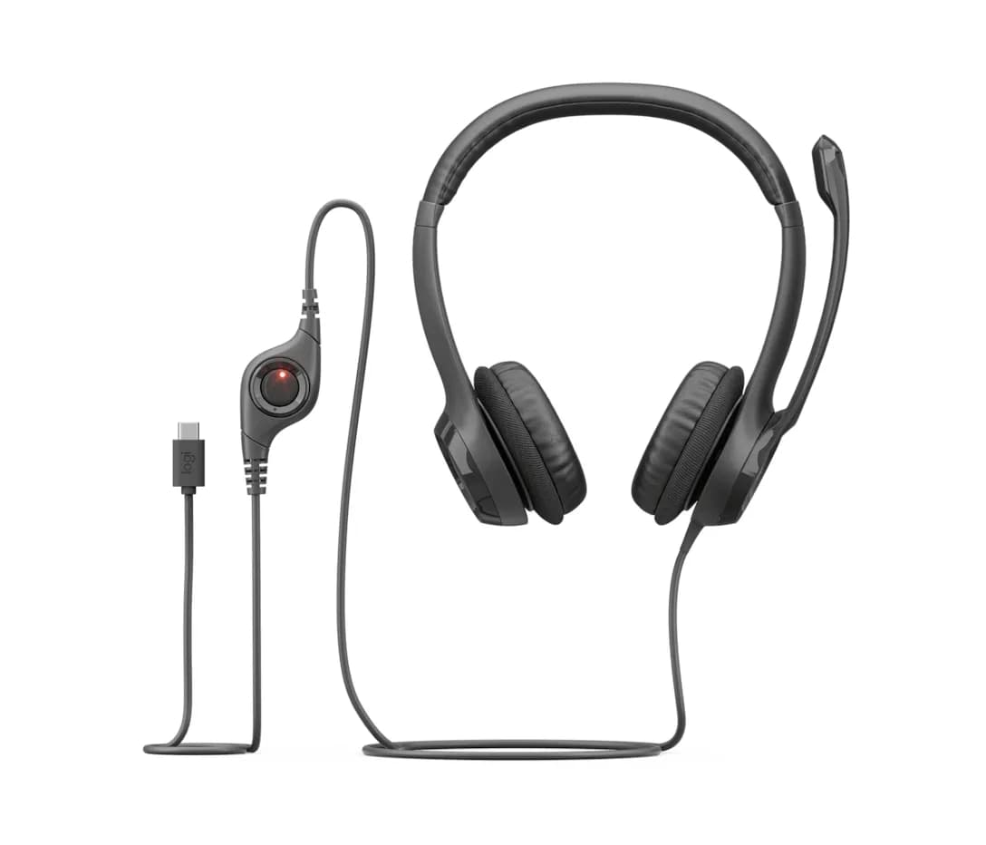 Logitech Audífonos con micrófono USB H390 para computadora, Black, USB 5