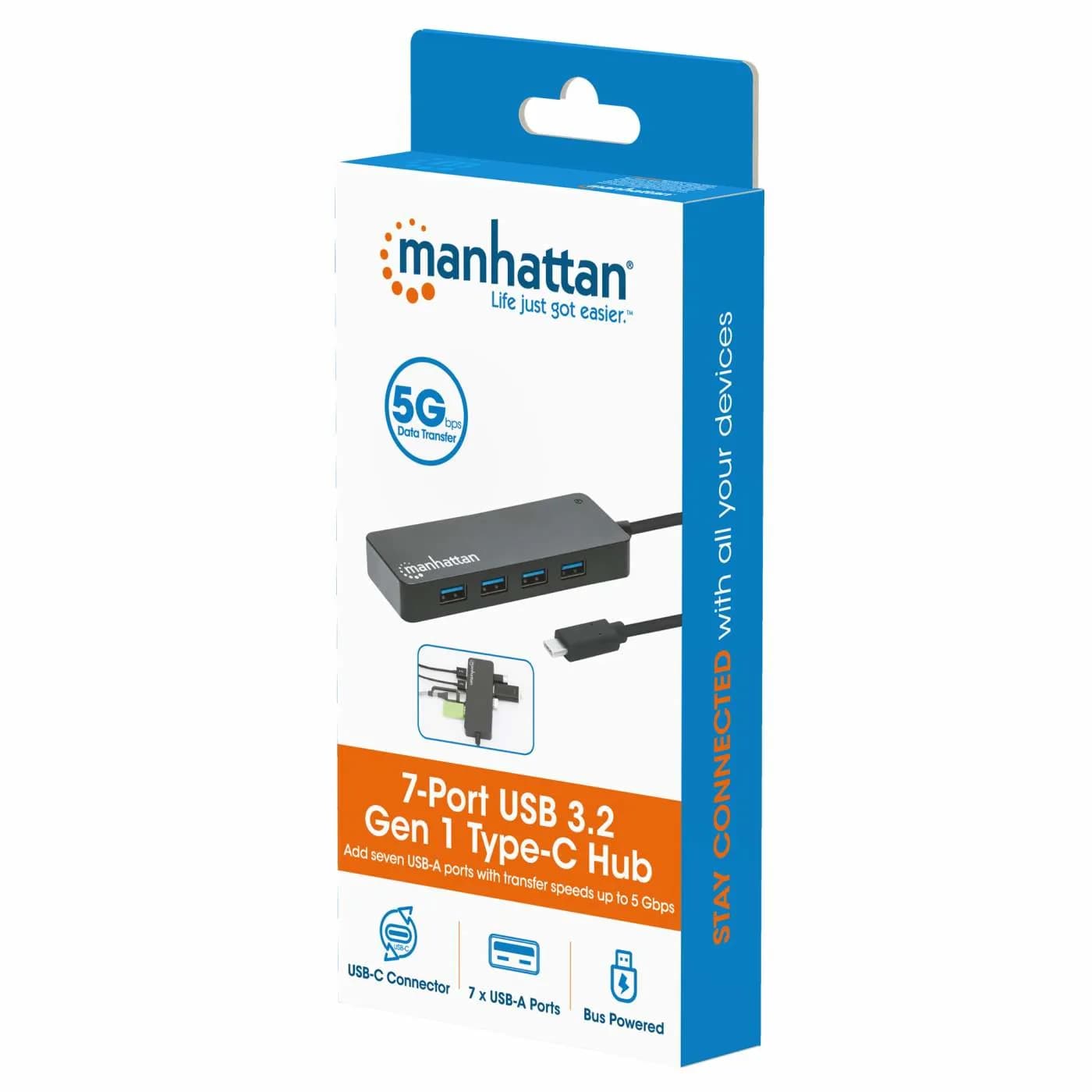 Manhattan 168410 nodo concentrador USB Tipo C 5000 Mbit/s Negro 7