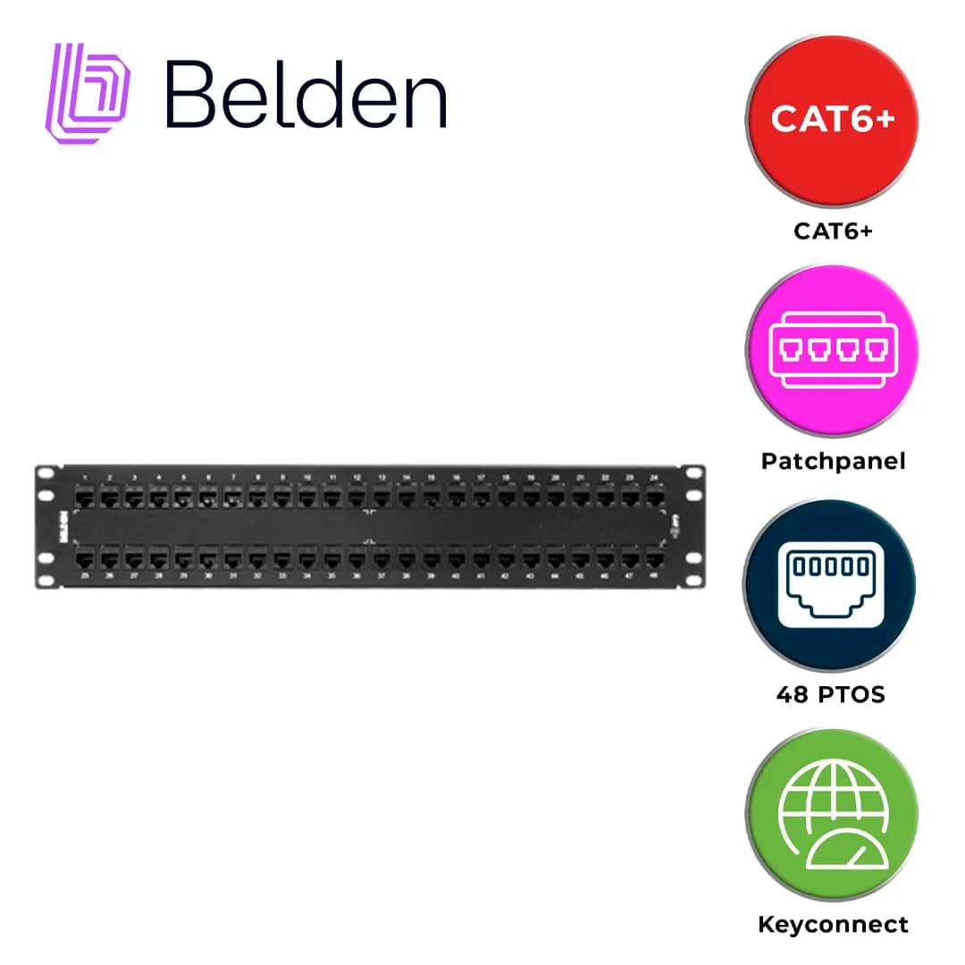 PATCH PANEL KEYCONNECT CAT6+ BELDEN AX103255 / NEGRO / 48 PUERTOS / 2U 6