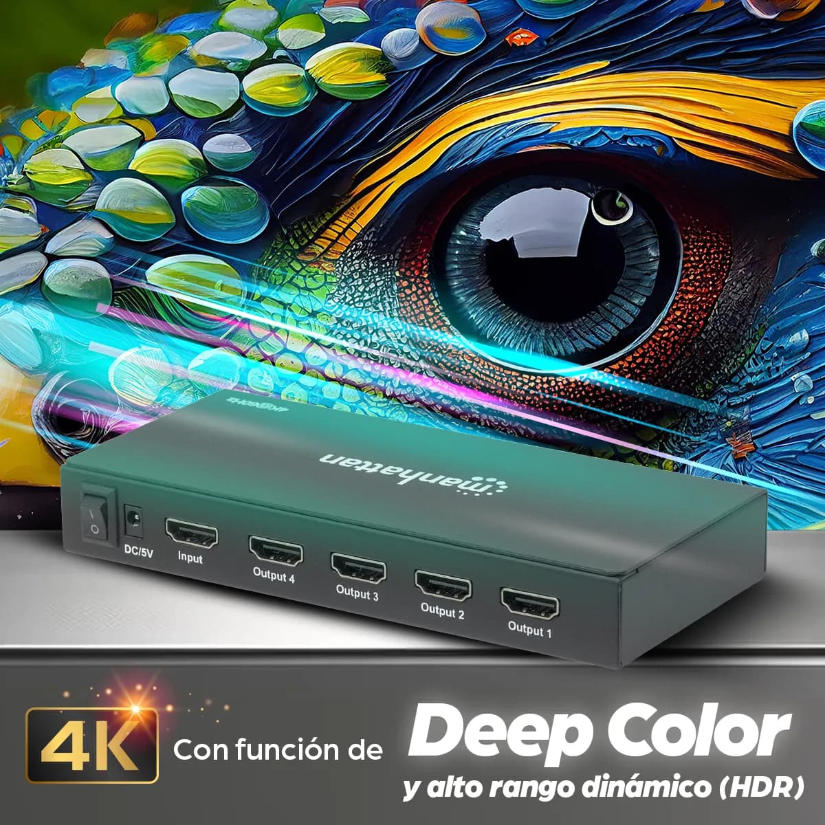 Manhattan Video Splitter HDMI 4K de 4 puertos 7