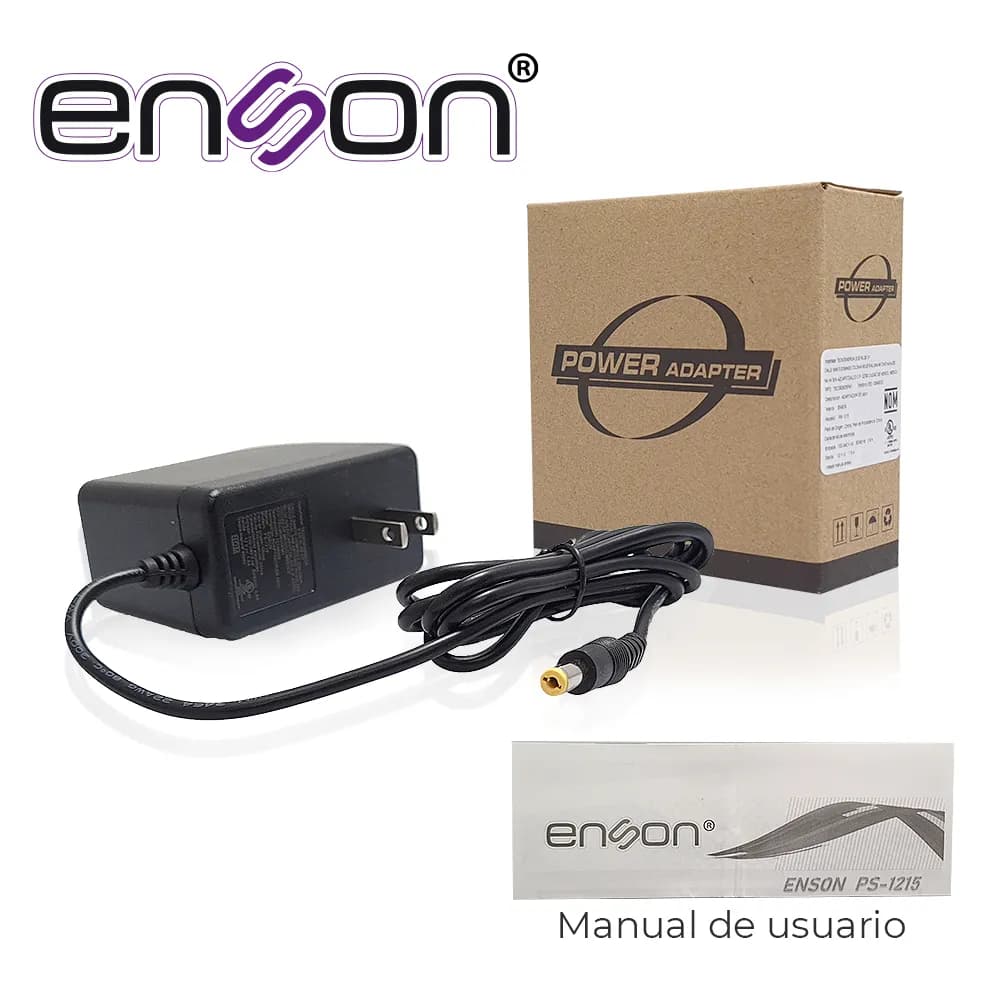 FUENTE DE PODER PARA CAMARA ENSON PS-1215 12V 1.5AMP CERTIFICACION UL 3
