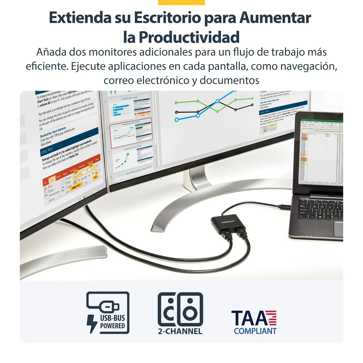 StarTech.com Adaptador USB 3.0 a 2 Puertos HDMI 4K 30Hz 8