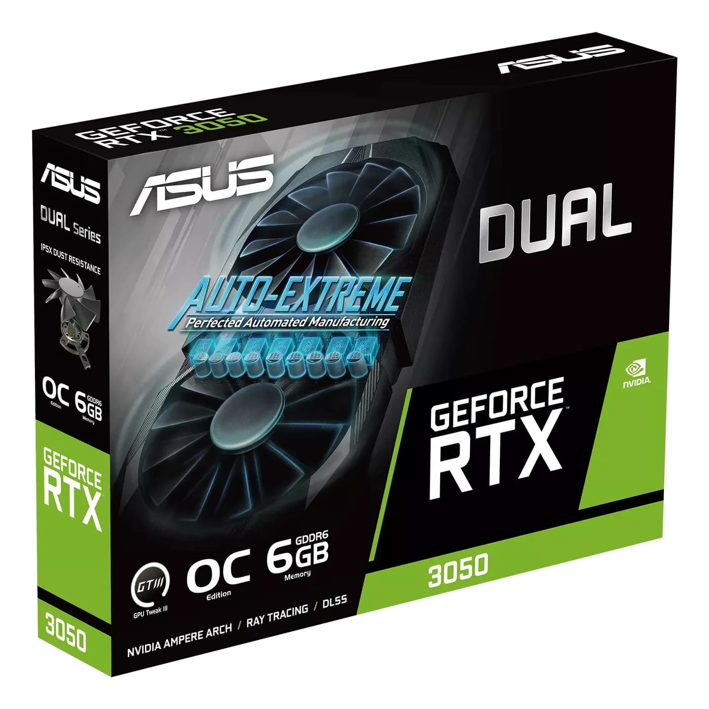 TARJETA DE VIDEO ASUS NVIDIA DUAL GEFORCE RTX 3050 OC, 6GB 96-BIT GDDR 9