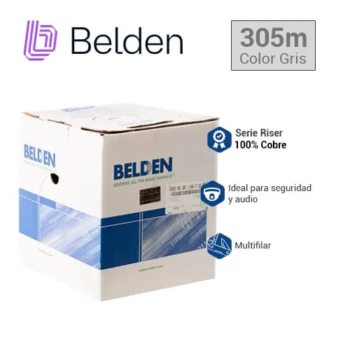CABLE DE SEGURIDAD Y SONIDO BELDEN 5300UE 008U1000 / INTERIOR / GRIS / 2