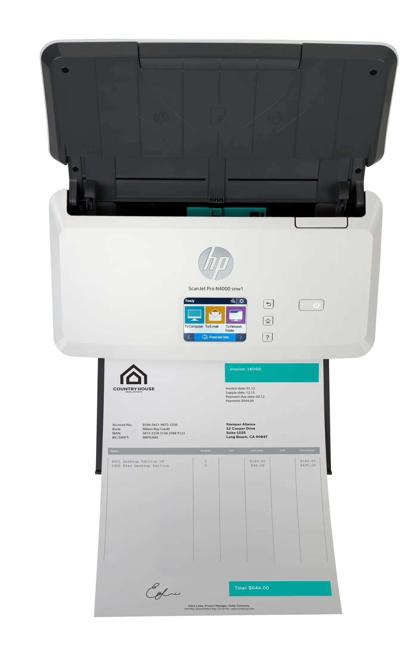 HP ScanJet Pro N4000 snw1 Escáner alimentado con hojas 600 x 600 DPI A 9