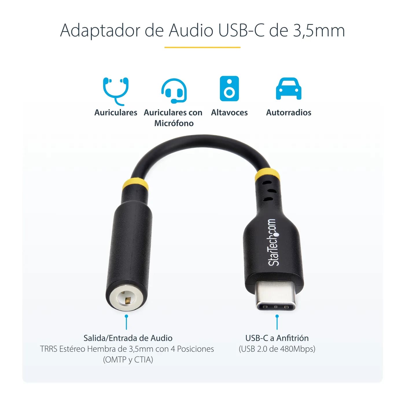 StarTech.com Adaptador de Audio USB-C a 3.5mm TRRS Minijack - Adaptado 7