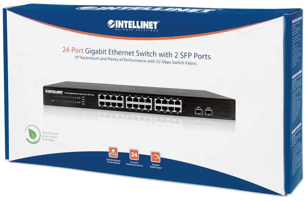 Intellinet Switch de 24 Puertos Gigabit Ethernet con 2 puertos SFP 6