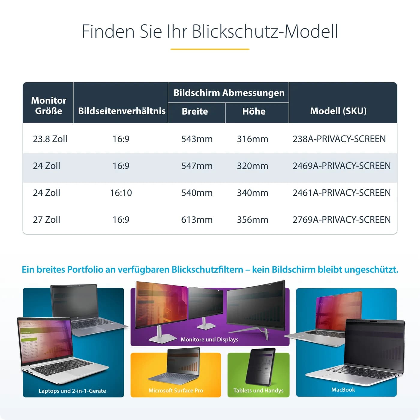 StarTech.com 2469A-PRIVACY-SCREEN filtro para monitor 61 cm (24") Filt 12