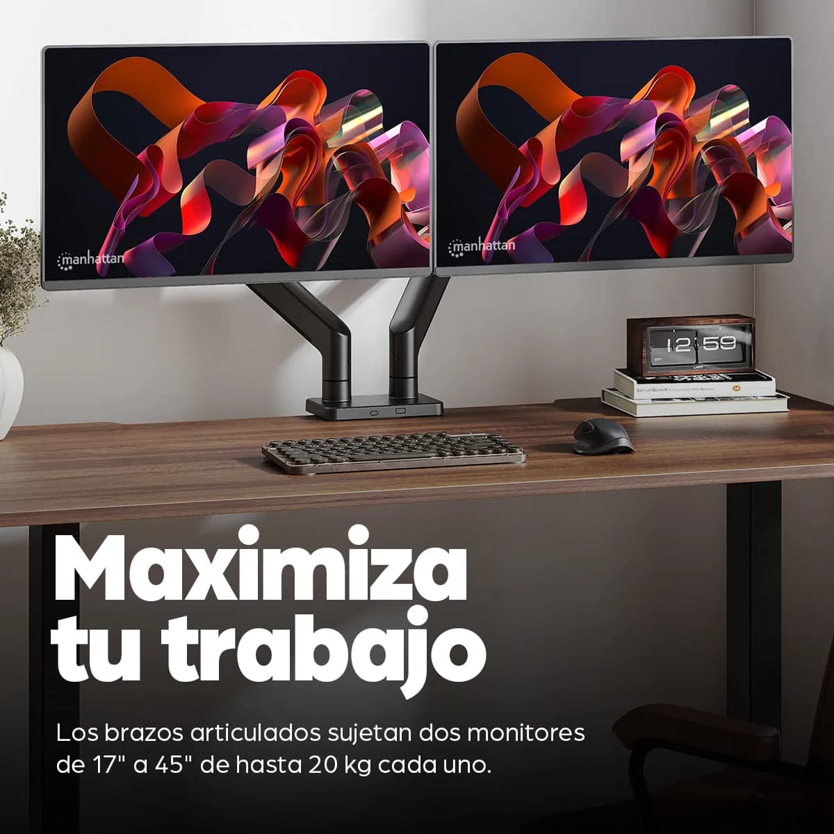 Manhattan 462587 soporte para pantalla plana 114.3 cm (45") Escritorio 11