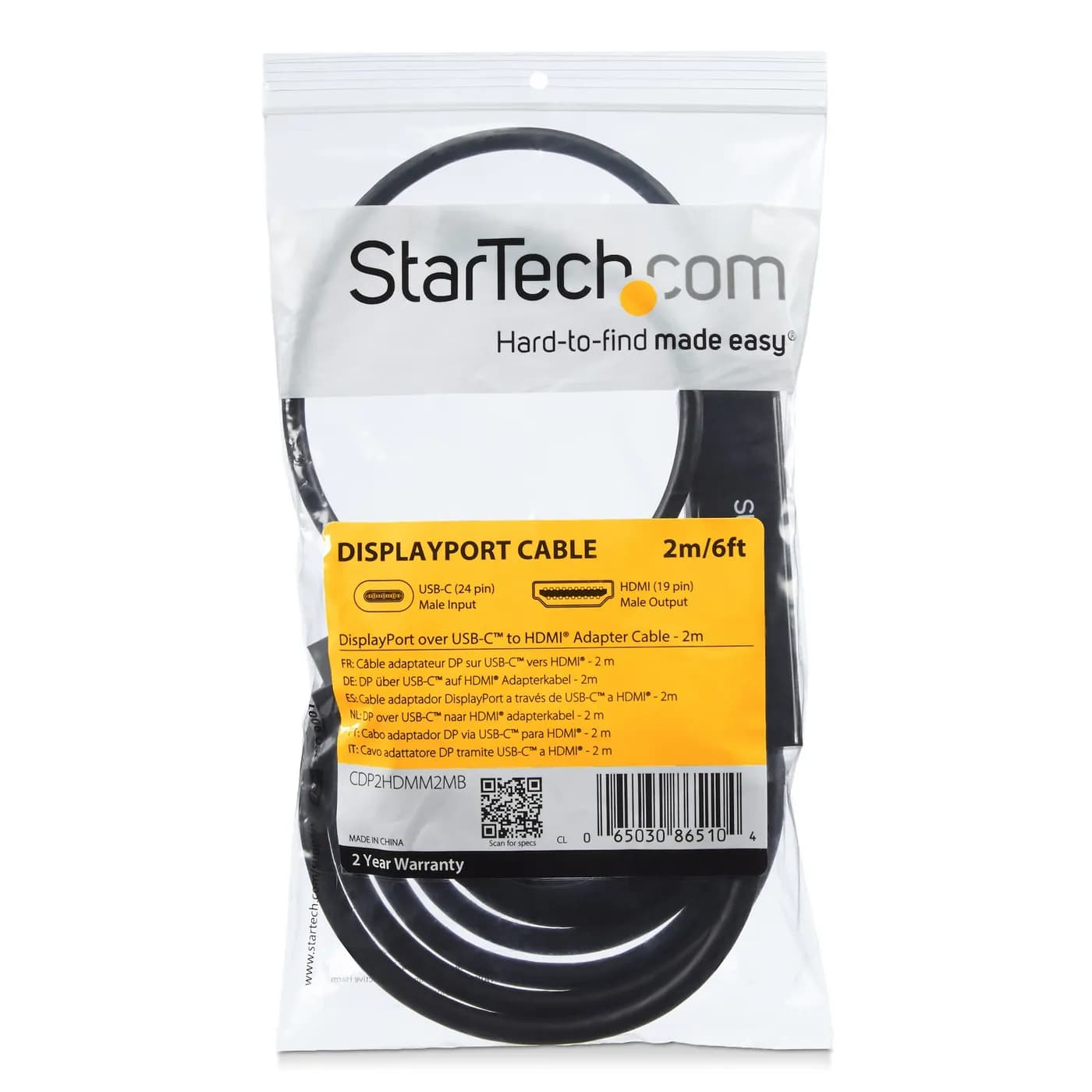 StarTech.com Cable Adaptador USB-C a HDMI de 2m - Cable Convertidor US 6