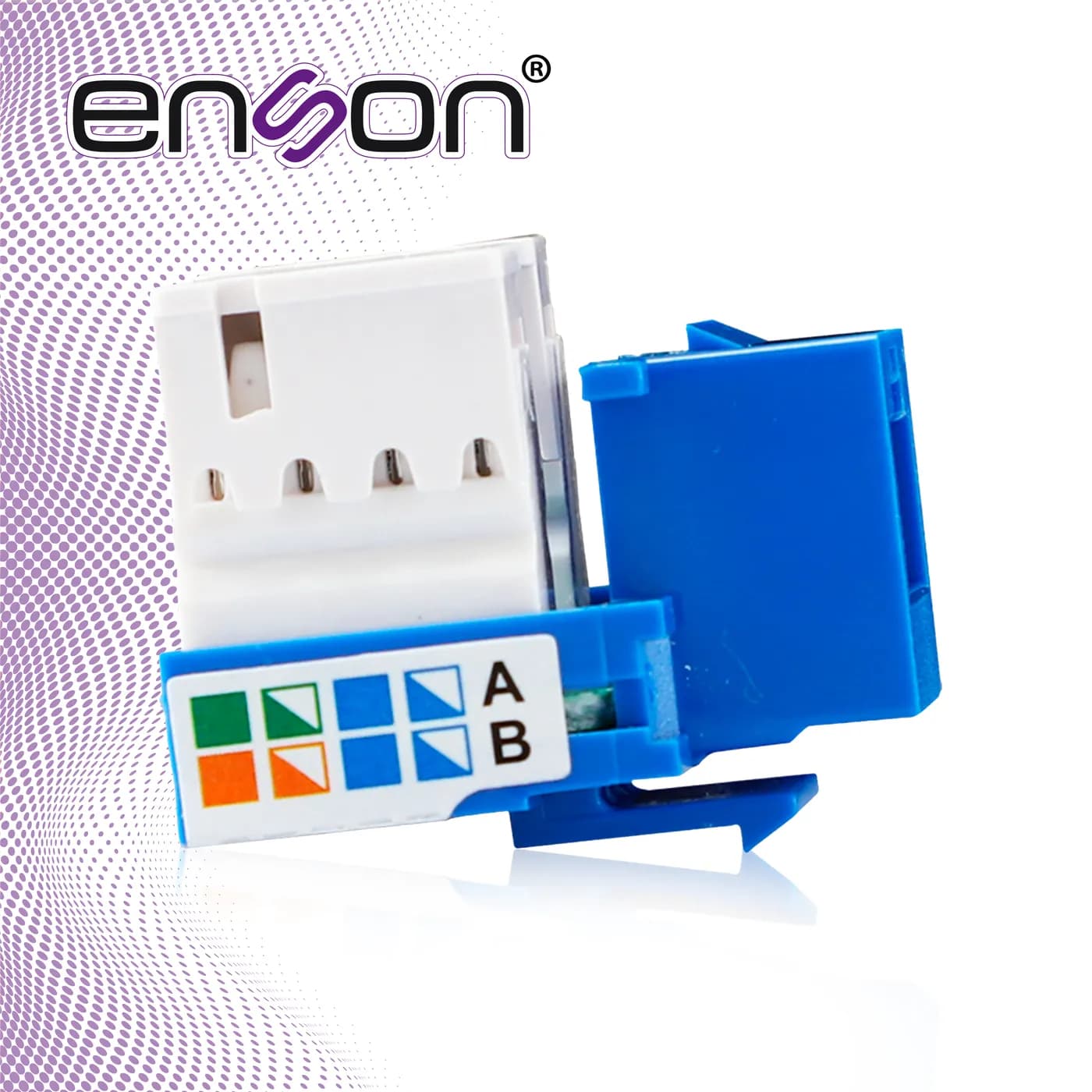 CONECTOR JACK ENSON ENS-JC5BL CAT5E COLOR AZUL A 90 GRADOS PONCHADO CO 7