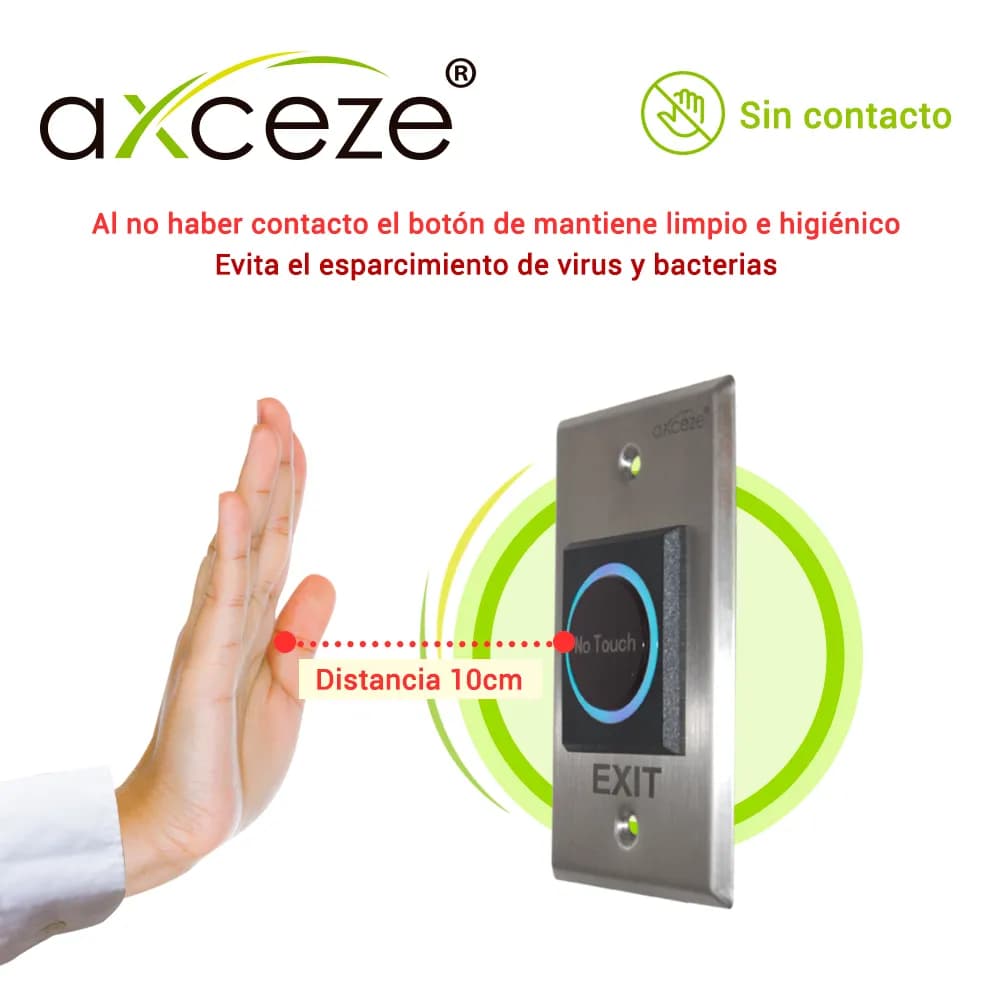 BOTON SIN CONTACTO NO-TOUCH AX-TOUCH1 RELAY INTEGRADO BOTON DE ACTIVAC 2