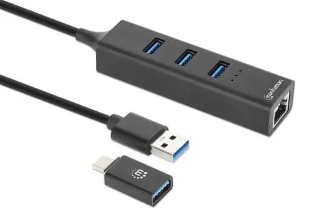 Manhattan 180894 nodo concentrador USB 3.2 Gen 1 (3.1 Gen 1) Type-A +  2