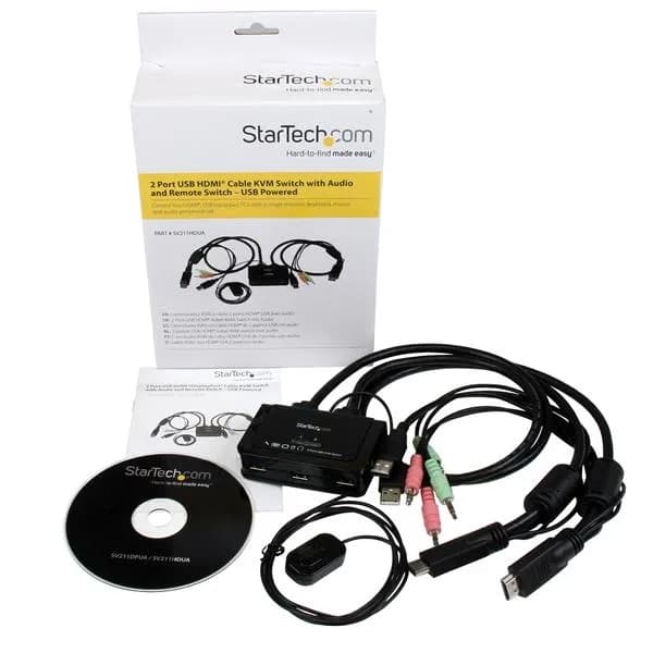 StarTech.com Conmutador Switch KVM 2 puertos HDMI USB Audio con Cables 6