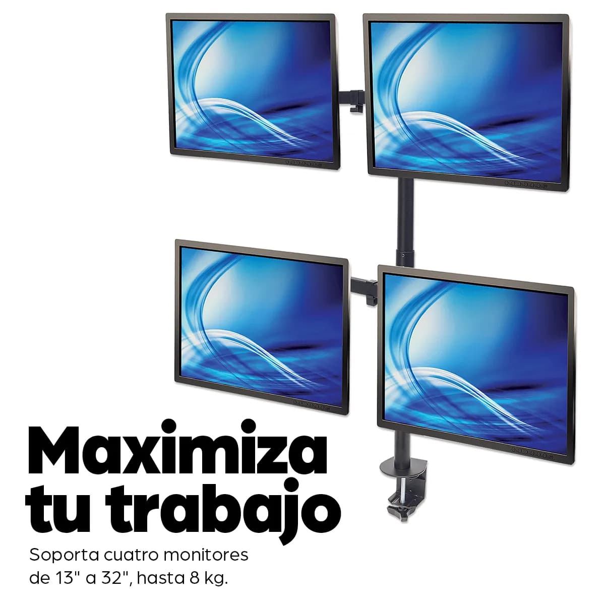 Manhattan Soporte para cuatro monitores, movimiento con brazos de dobl 7