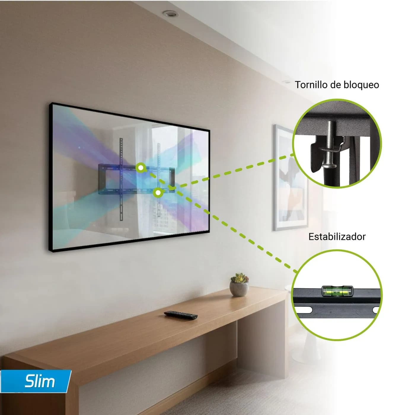 TECHMAKRO SOPORTE PARA TV SLIM PARED FIJO DE 40-80 PULG. 3