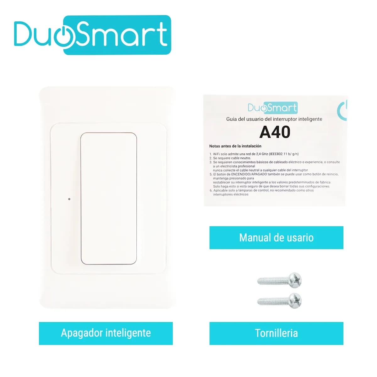 SWITCH APAGADOR DE ESCALERA WIFI 2.4 GHZ DUOSMART A40  COMPATIBLE CON  5