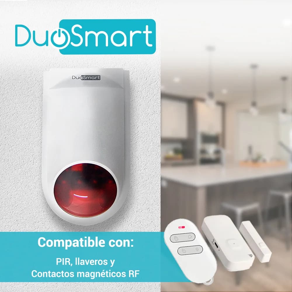 SIRENA INTELIGENTE WIFI 2.4 DUOSMART B20 STANDALONE MONITOREO EN APP D 5