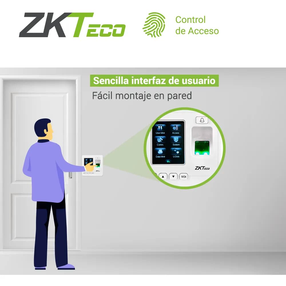 CONTROL DE ACCESO BASICO Y ASISTENCIA ZKTECO SF100/ID BIOMETRICO DE 15 4