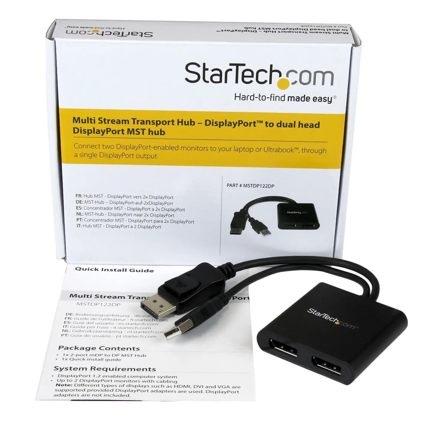 StarTech.com Hub MST de 2 Puertos DisplayPort 1.2 - Divisor Splitter D 9