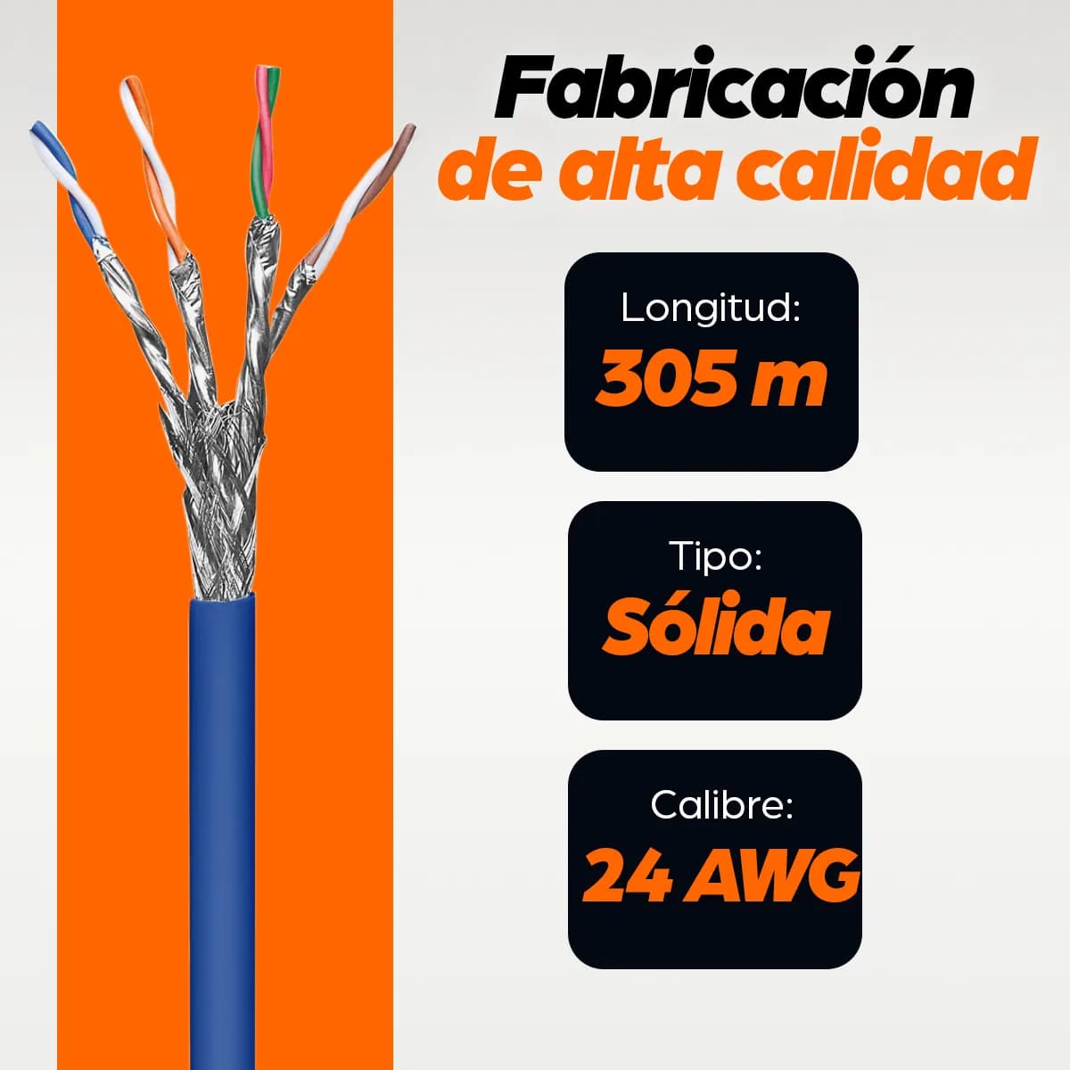 Intellinet Bobina de Cable Cat6a, Sуlida, 100% cobre, CM 4