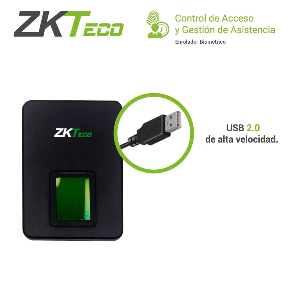 ENROLADOR BIOMETRICO USB ZKTECO ZK9500 COMPATIBLE CON ZKBIO CVSECURITY 3