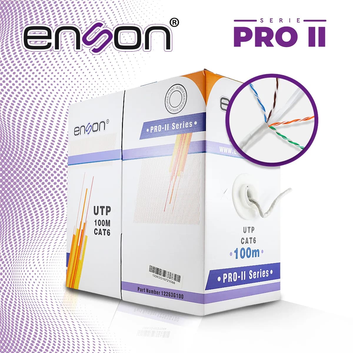 CABLE UTP CAT6 ENSON 12263G100 SERIE PRO-II CALIBE 23 AWG 100% COBRE D 7