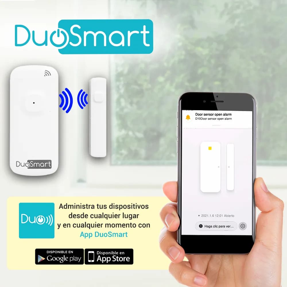 SENSOR MAGNETICO WIFI 2.4GHZ STANDALONE DUOSMART D10 BATERIA RECARGABL 3