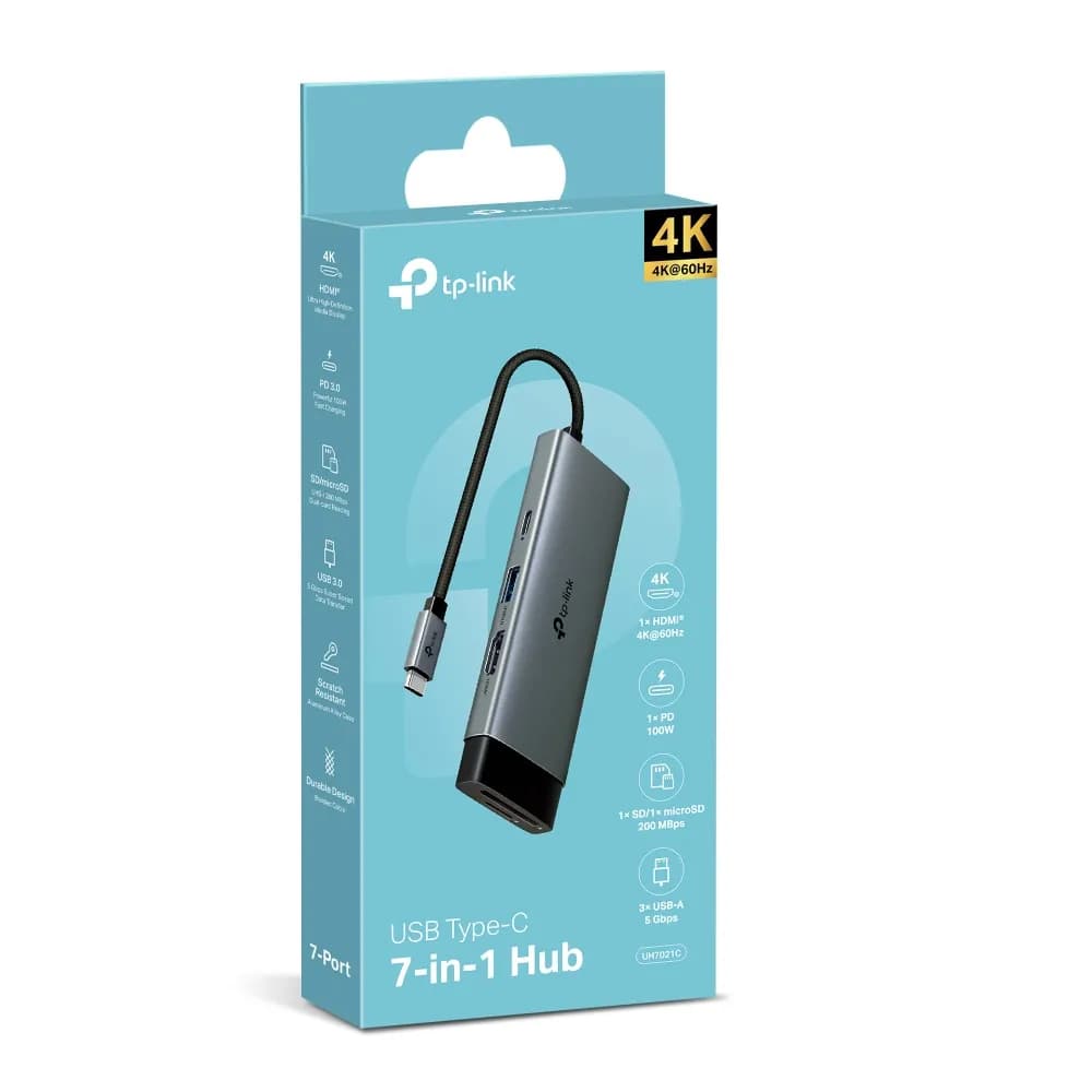 TP-Link UH7021C nodo concentrador USB Tipo C 5000 Mbit/s Aluminio, Neg 4
