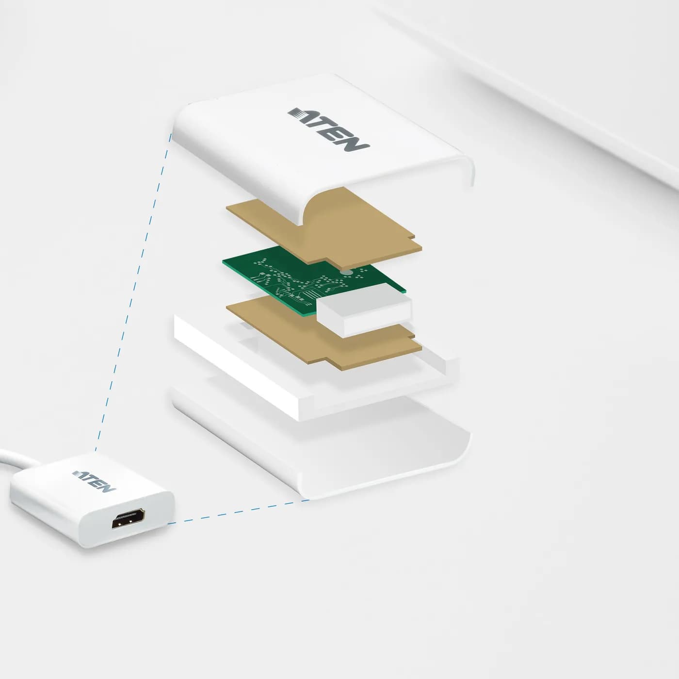 ATEN VC985 adaptador de cable de vídeo DisplayPort HDMI Blanco 4
