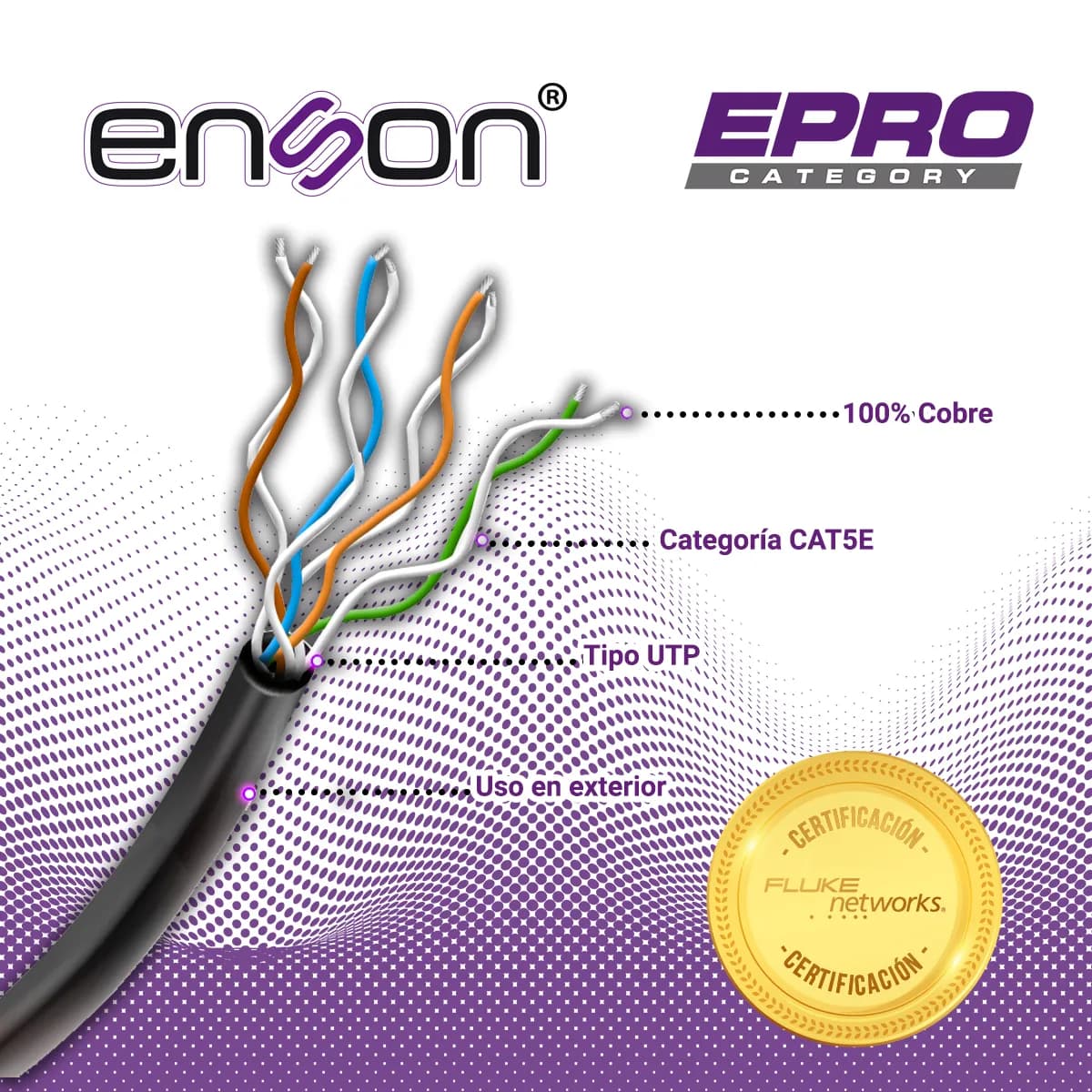 CABLE UTP CAT5E ENSON EPRO-CAT5E-OU FORRO PE 4 PARES CALIBRE 24 AWG 10 6