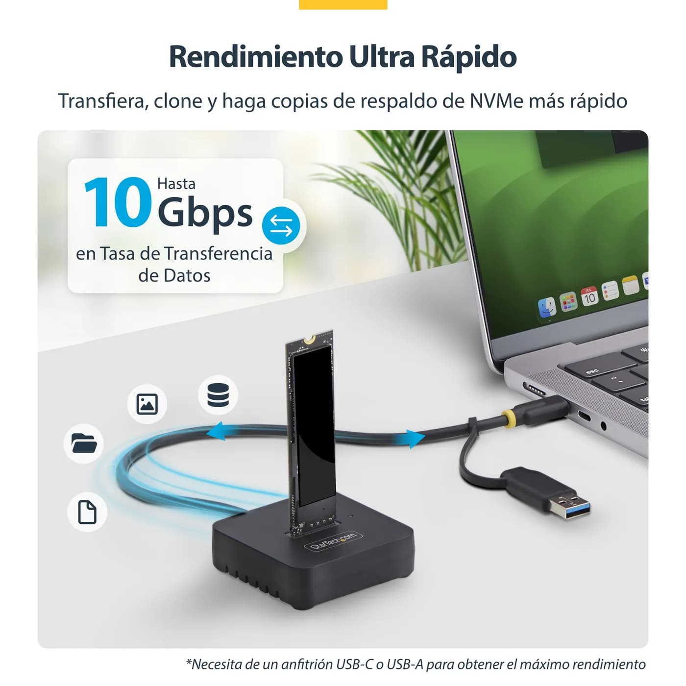 StarTech.com Dock Adaptador USB-C/USB-A a NVMe M.2 - 10Gbps - Lector E 8