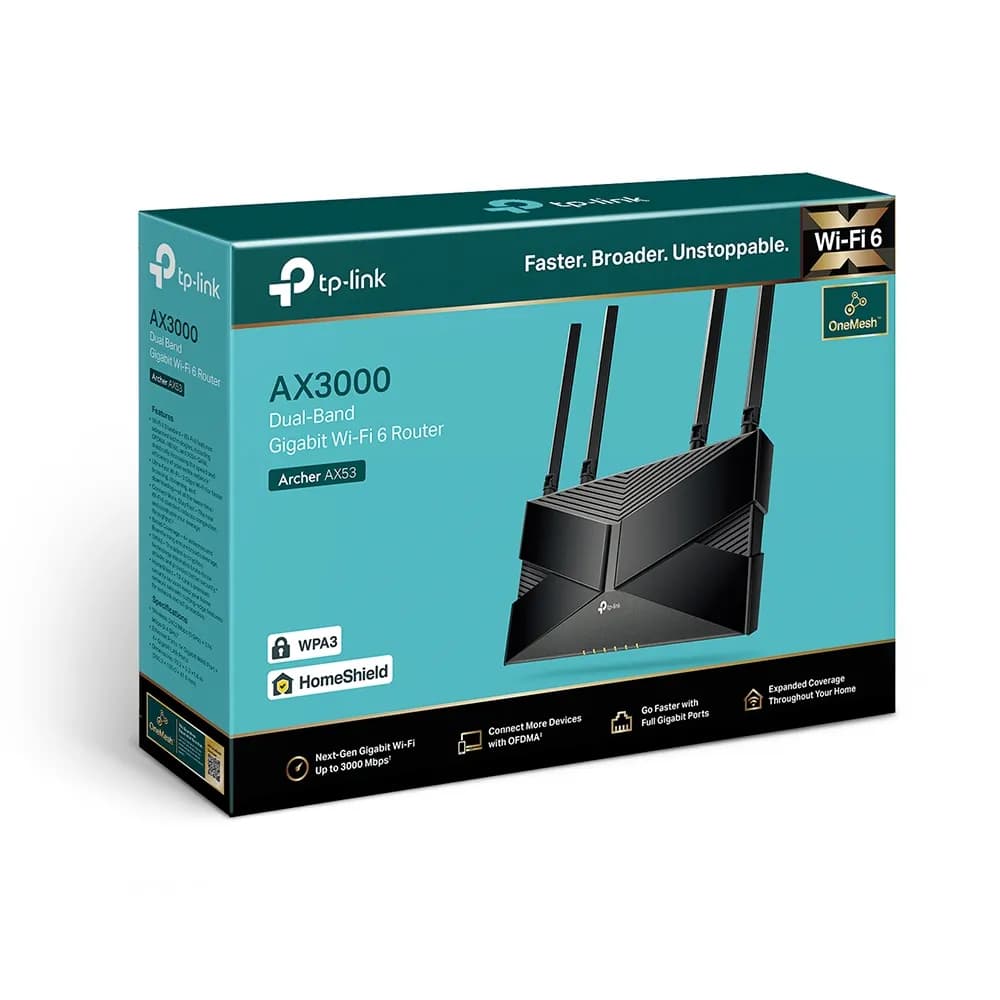 Router WiFi 6 de Doble Banda / AX 3000 Mbps / 4 Puertos LAN Gigabit /  4