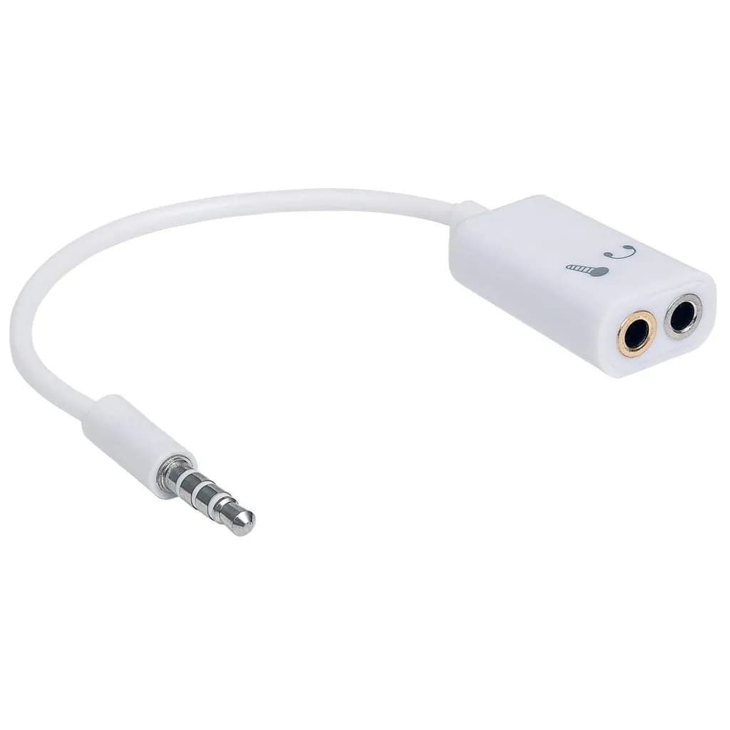 Manhattan Adaptador Audio Estéreo 3.5 mm 2 a1 para Micrófono Y Audífon 2