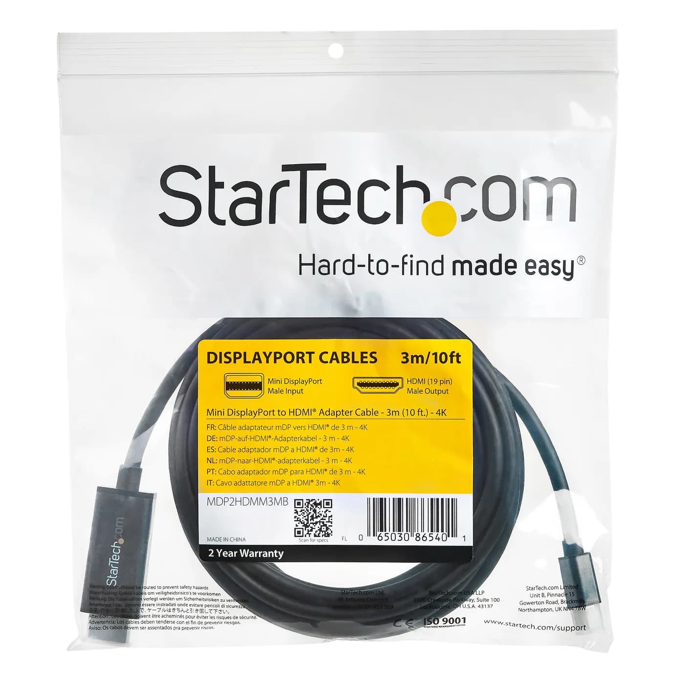 StarTech.com Cable Adaptador Mini DisplayPort a HDMI de 3m - 4K 30Hz 5