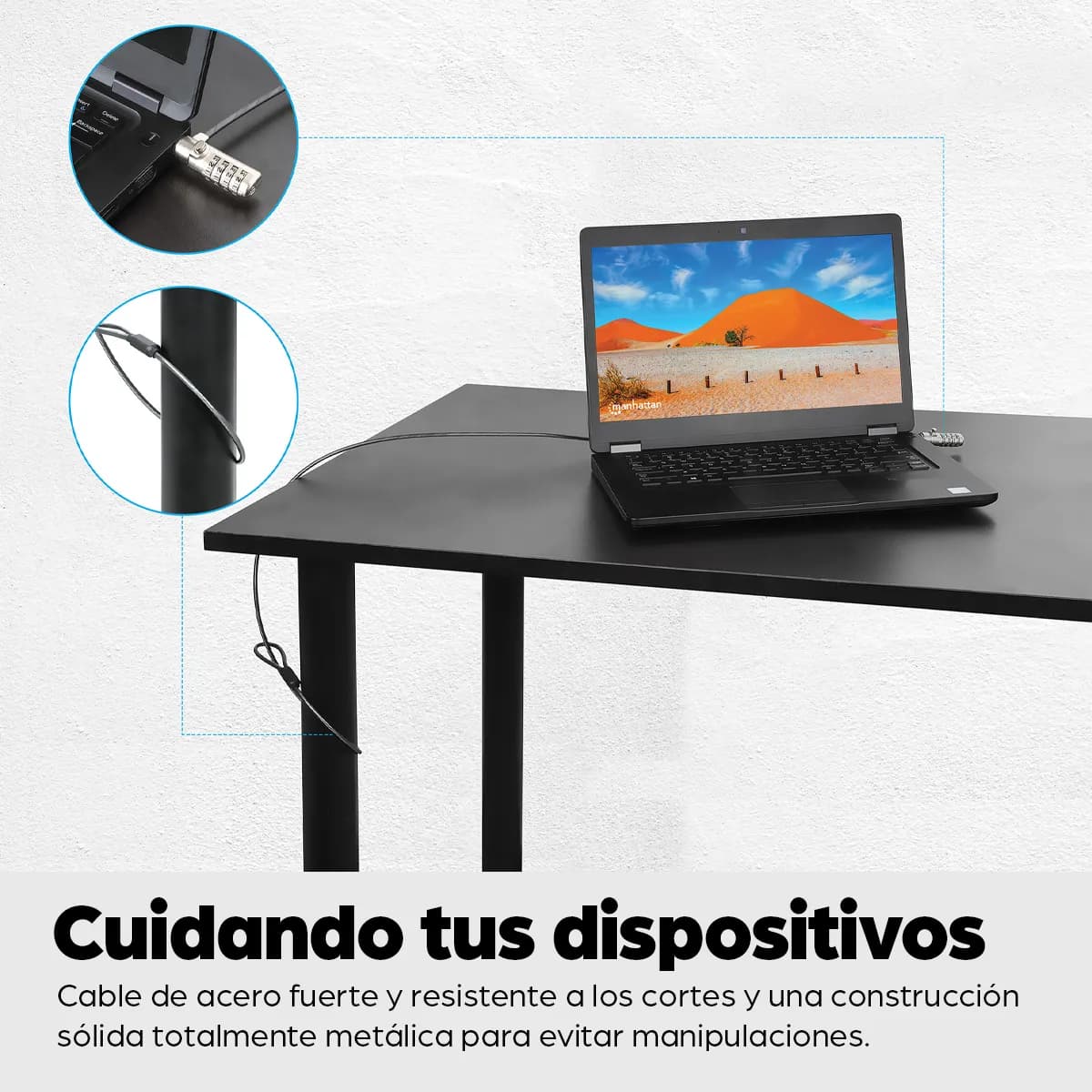 Manhattan Candado Laptop Nano combinación 1.8mts gris 5