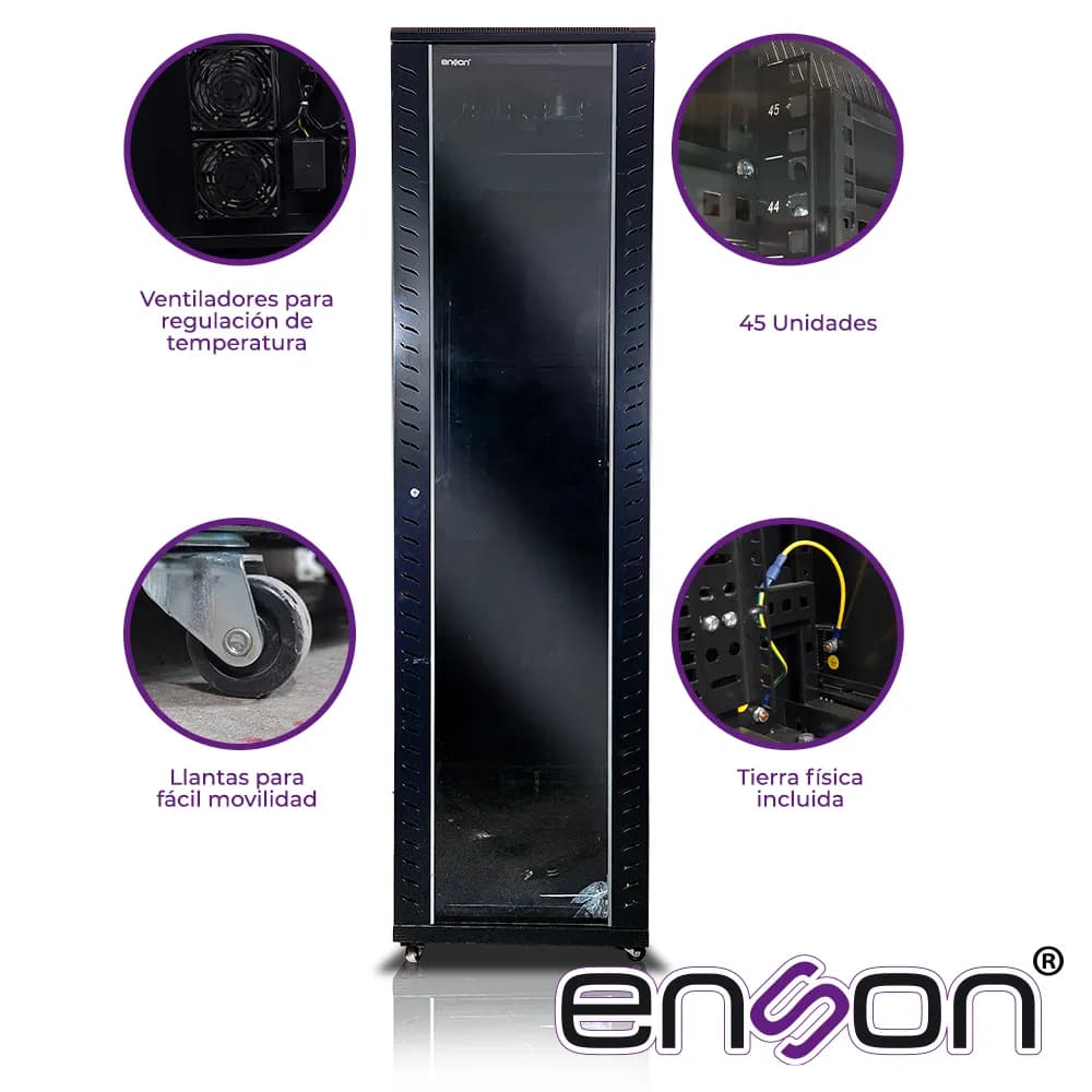 GABINETE DE PISO ENSON ENS-RKGB45U4 45UR 600X1000X2105MM PUERTA CRISTA 2