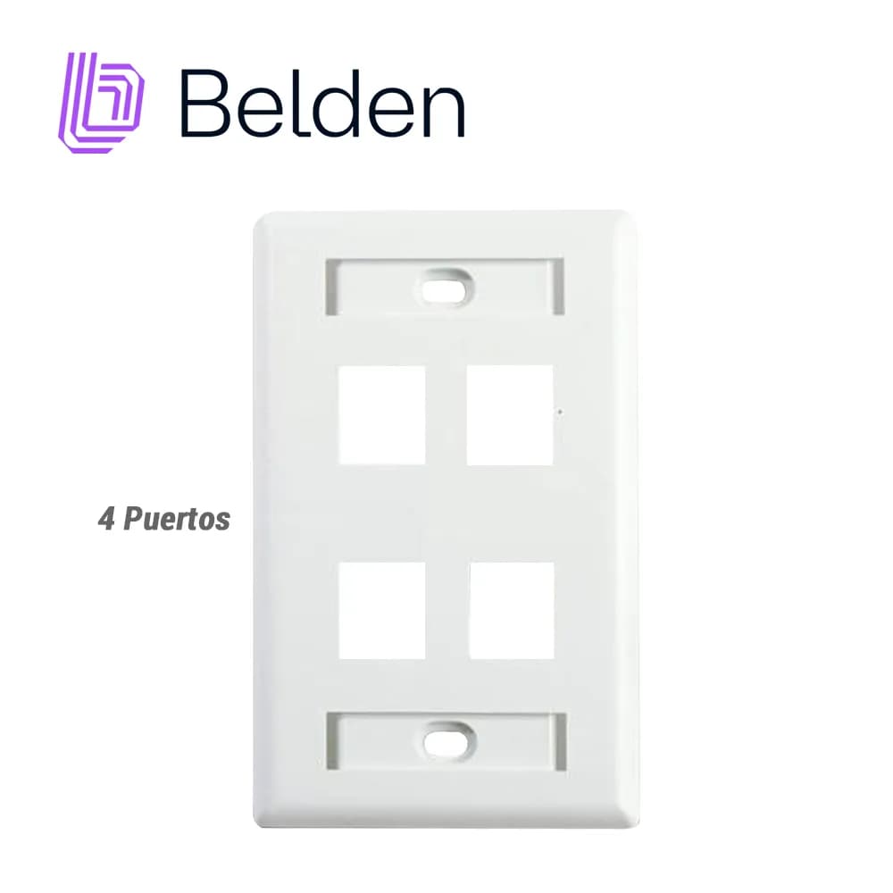PLACA DE PARED (FACEPLATE) BELDEN AX102249 / INTERIOR / BLANCO / 4 PUE 2