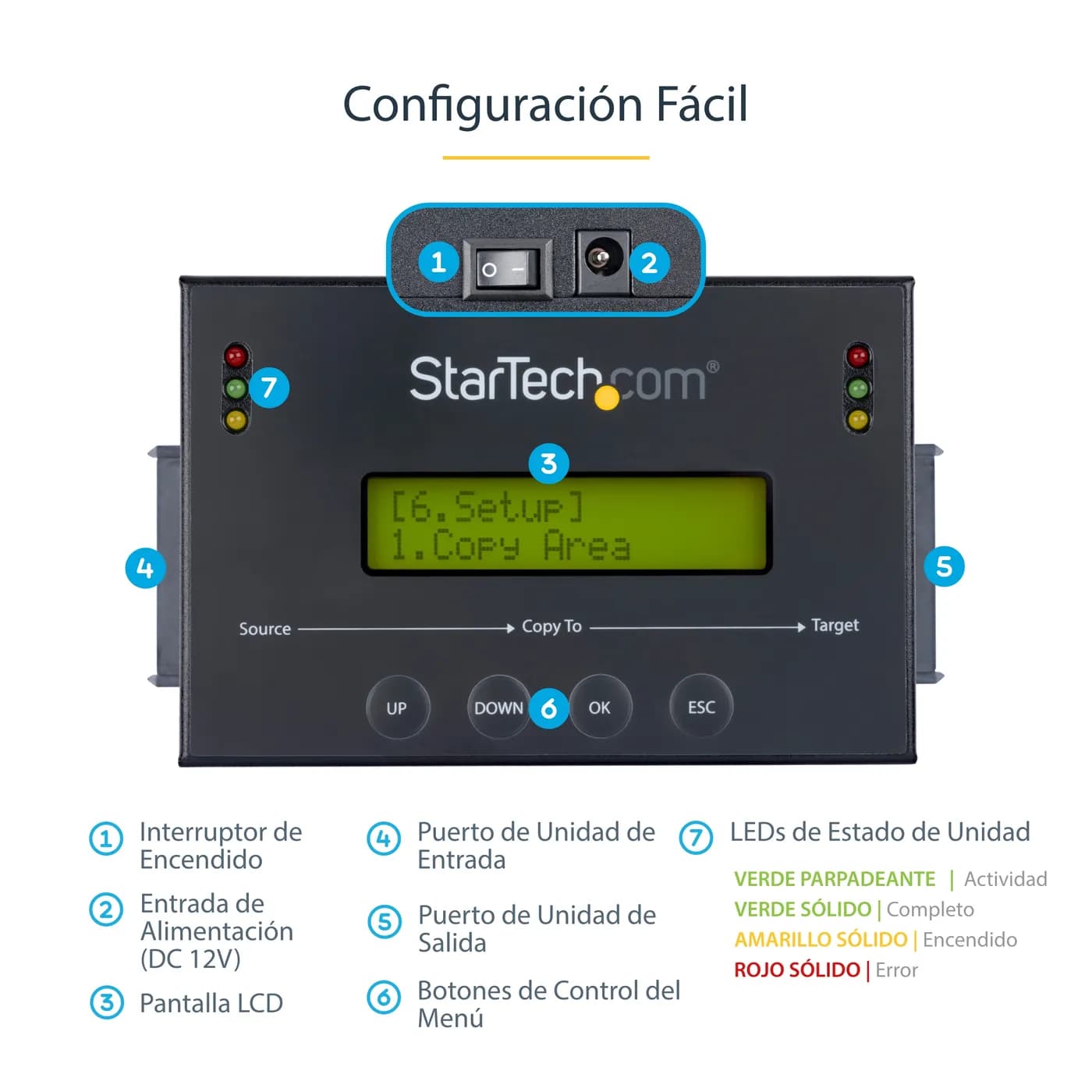 StarTech.com Duplicador Clonador Autónomo de Discos Duros o SSD SATA 1 9