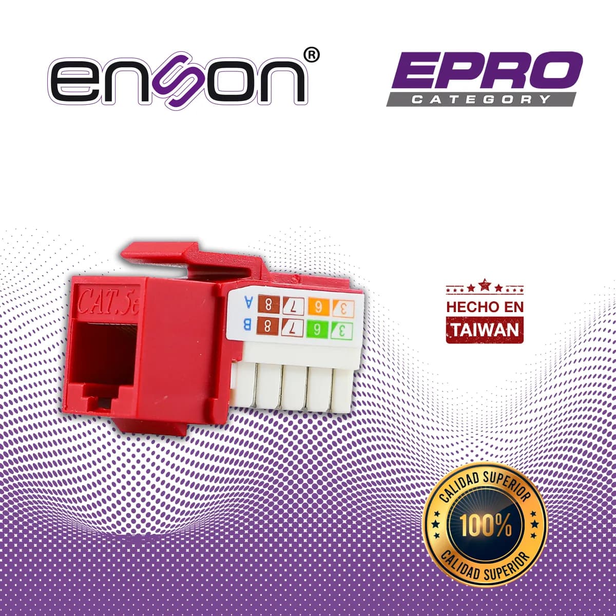 CONECTOR MODULAR JACK RJ45 ENSON EPRO-JACK5E-RD SERIE PRO, POSICION VE 4